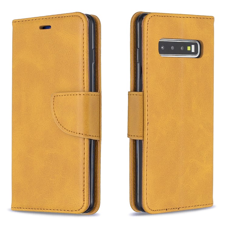 PU Leather Wallet Cover Phone Case for Samsung Galaxy S10 - Light Brown-4