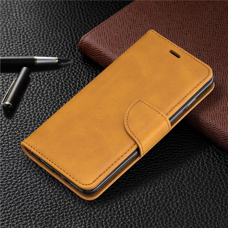 PU Leather Wallet Cover Phone Case for Samsung Galaxy S10 - Light Brown-7