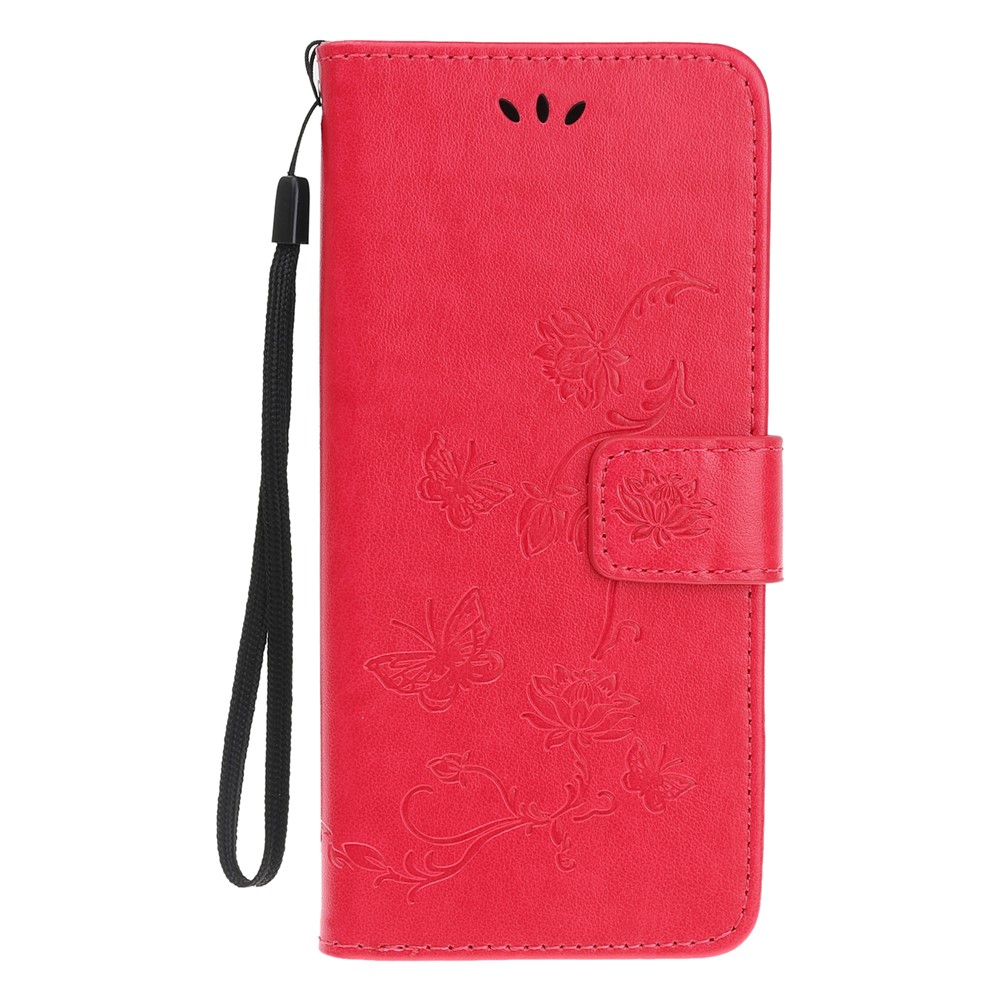 Imprint Butterfly Flowers Leather Wallet Case for Samsung Galaxy A20e - Rose-2