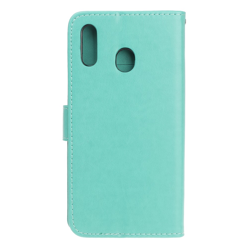 Imprint Butterfly Flowers Leather Wallet Case for Samsung Galaxy A20e - Green-3