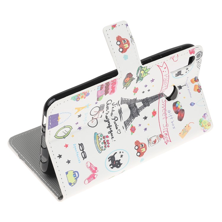 Pattern Printing Flip Leather Wallet Phone Case for Samsung Galaxy A20e - Eiffel Tower-4