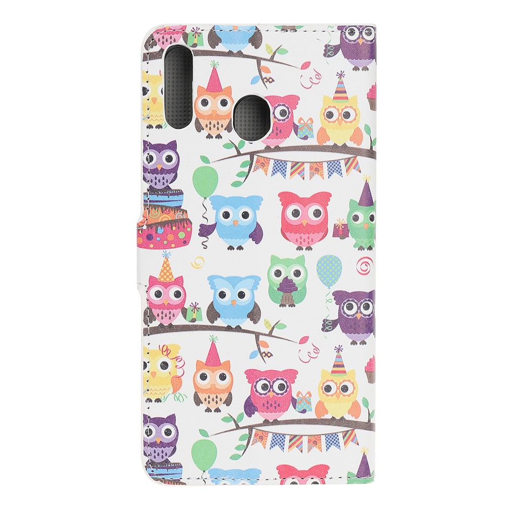 Pattern Printing Flip Leather Wallet Phone Case for Samsung Galaxy A20e - Multiple Cute Owls-3