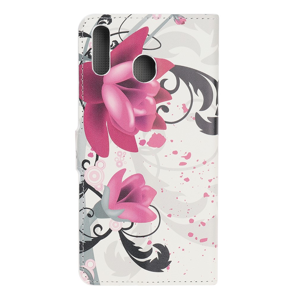 Pattern Printing Flip Leather Wallet Phone Case for Samsung Galaxy A20e - Kapok Flower-3