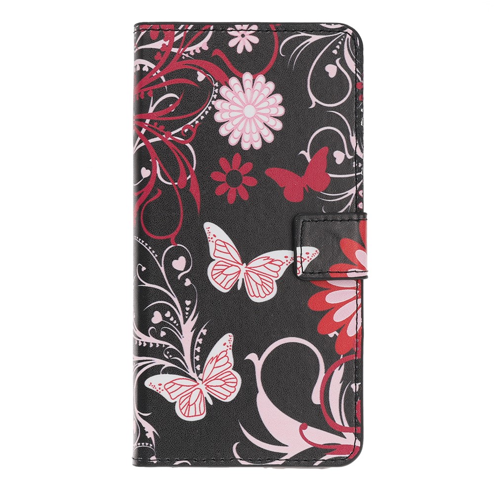 Pattern Printing Flip Leather Wallet Phone Case for Samsung Galaxy A20e - Butterflies and Flowers-2