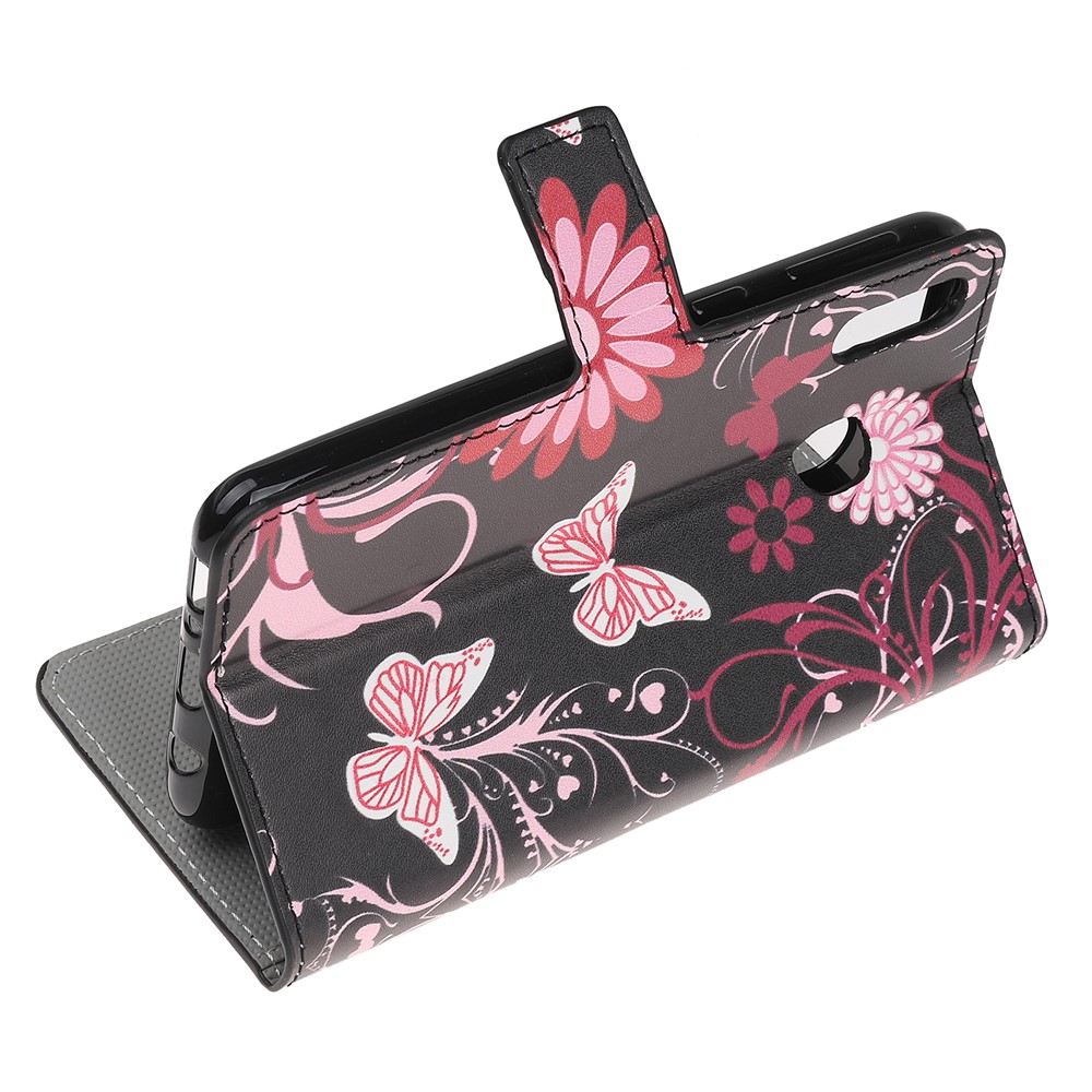 Pattern Printing Flip Leather Wallet Phone Case for Samsung Galaxy A20e - Butterflies and Flowers-4