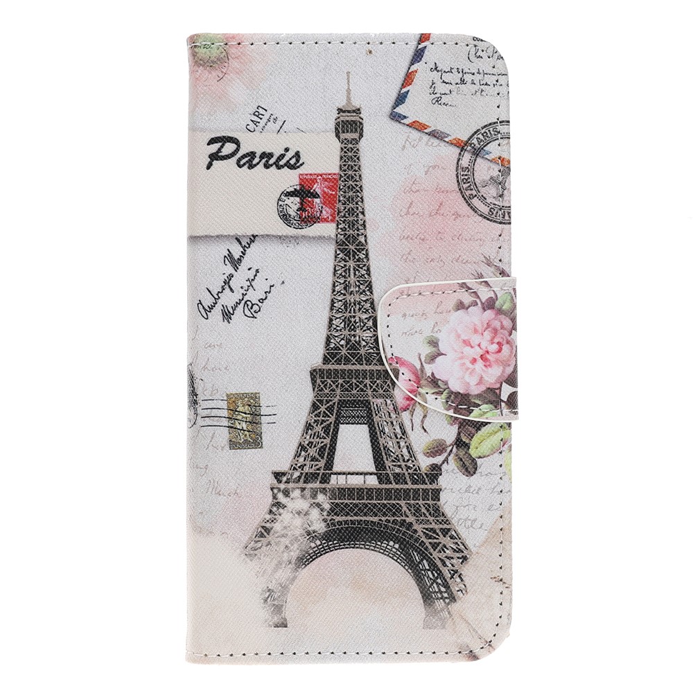 Case de Billetera de Cuero de Impresión de Patrones de Textura Cruzada Para Samsung Galaxy A20e - Torre Eiffel-2