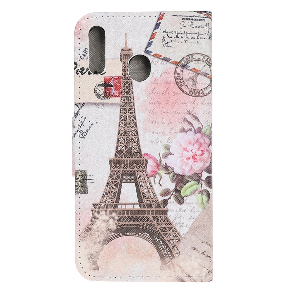 Case de Billetera de Cuero de Impresión de Patrones de Textura Cruzada Para Samsung Galaxy A20e - Torre Eiffel-3