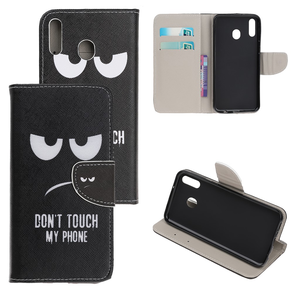 Funda De Billetera De Cuero Con Estampado De Textura Cruzada Para Samsung Galaxy A20e - No Toques Mi Teléfono-1