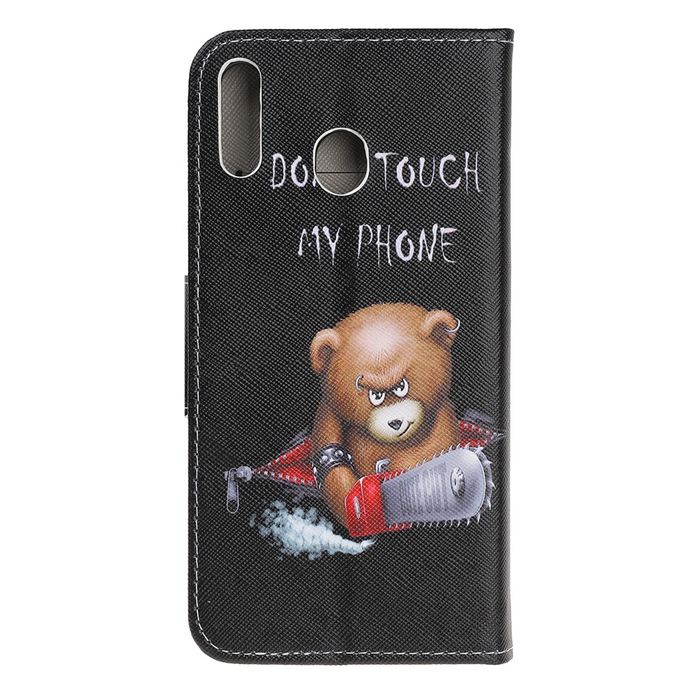 Cross Texture Pattern Printing Flip Leather Wallet Case for Samsung Galaxy A20e - Vigilant Bear-3