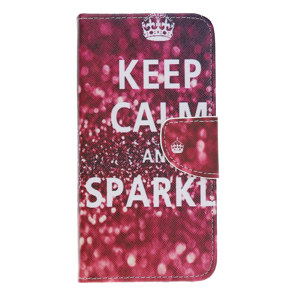 Cross Texture Pattern Printing Flip Leather Wallet Case for Samsung Galaxy A20e - Keep Calm and Sparkle-2