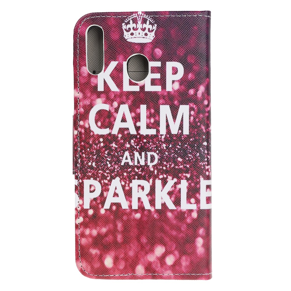 Cross Texture Pattern Printing Flip Leather Wallet Case for Samsung Galaxy A20e - Keep Calm and Sparkle-3