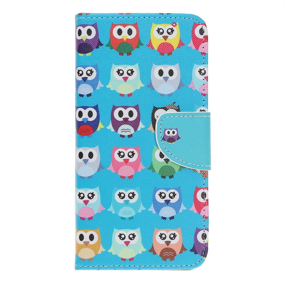 Cross Texture Pattern Printing Flip Leather Wallet Case for Samsung Galaxy A20e - Multiple Cute Owls-2