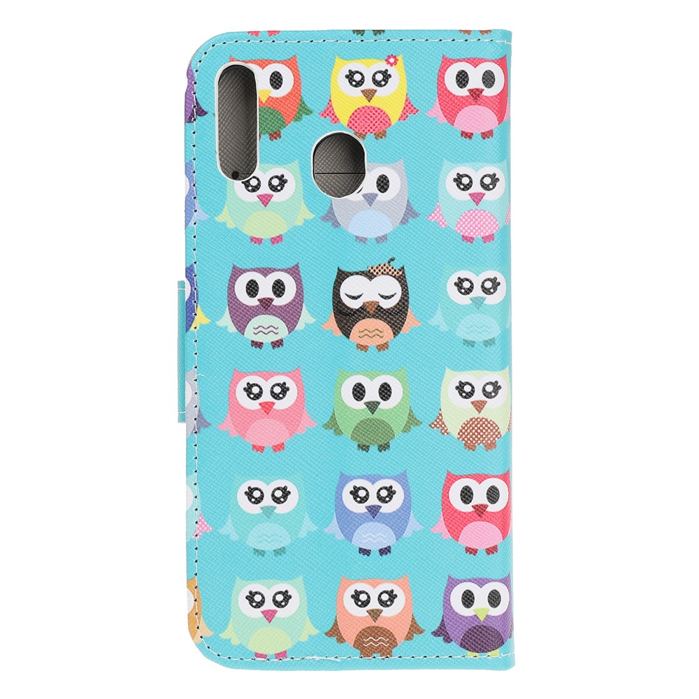 Cross Texture Pattern Printing Flip Leather Wallet Case for Samsung Galaxy A20e - Multiple Cute Owls-3