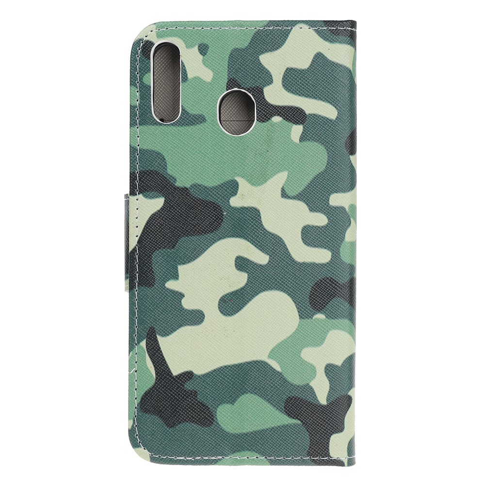 Cross Texture Pattern Printing Flip Leather Wallet Case for Samsung Galaxy A20e - Camouflage Print-3