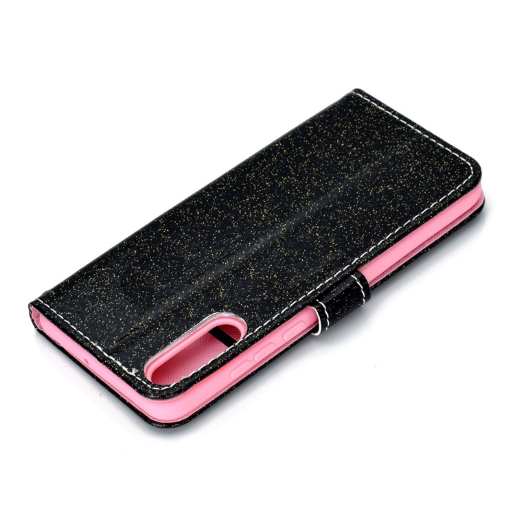 Flash Powder Leather Wallet Cover for Samsung Galaxy A50 - Black-10