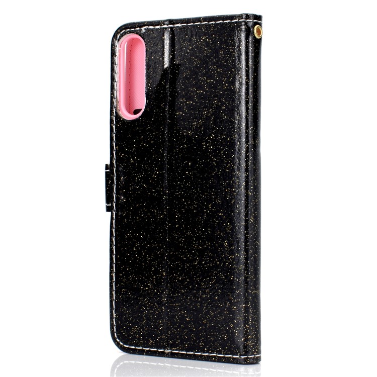 Flash Powder Leather Wallet Cover for Samsung Galaxy A50 - Black-4