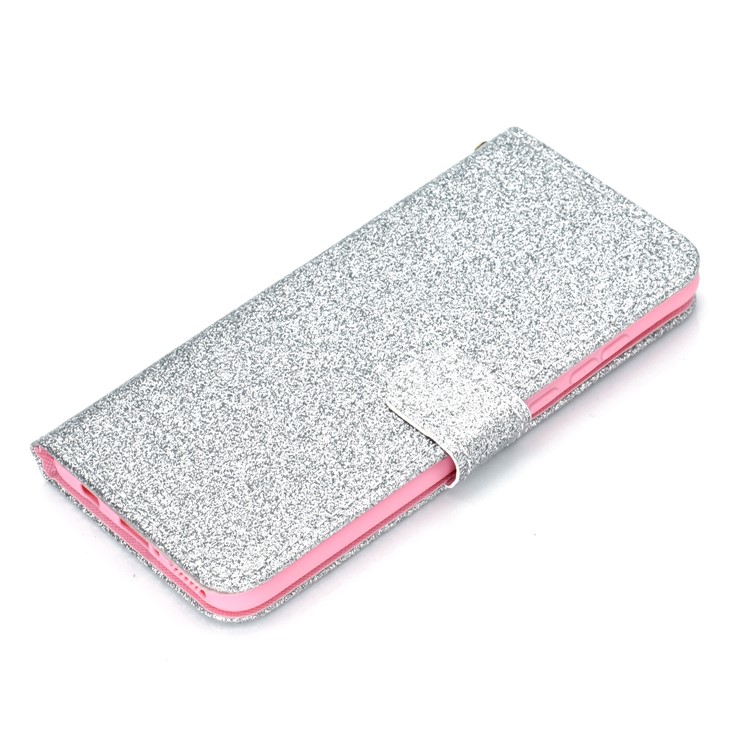 Flash Powder Leather Wallet Cover for Samsung Galaxy A50 - Silver-9