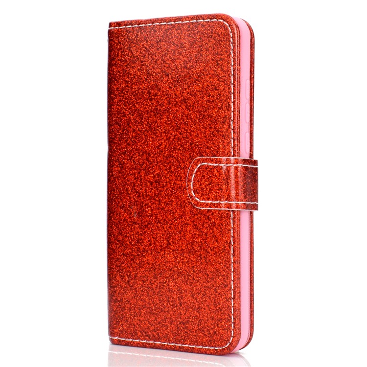 Flash Powder Leather Wallet Cover for Samsung Galaxy A50 - Red-3