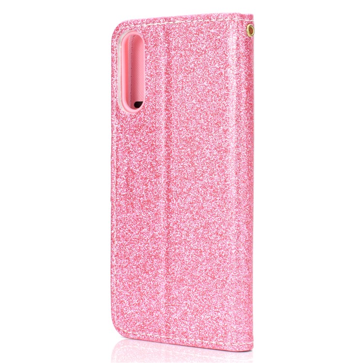 Flash Powder Leather Wallet Cover for Samsung Galaxy A50 - Pink-10