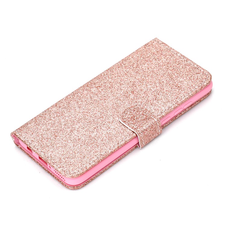 Flash Powder Leather Wallet Cover for Samsung Galaxy A50 - Rose Gold-8