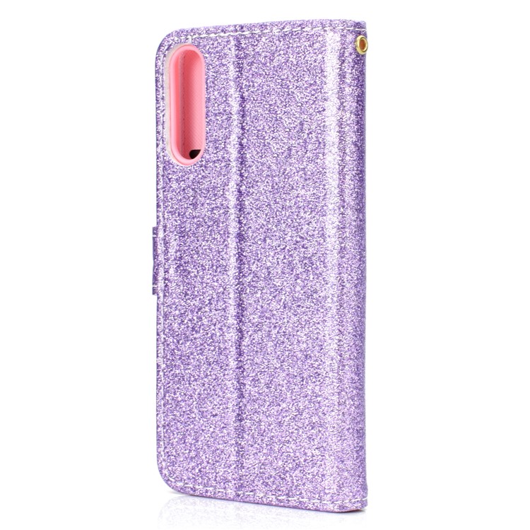 Flash Powder Leather Wallet Cover for Samsung Galaxy A50 - Purple-10
