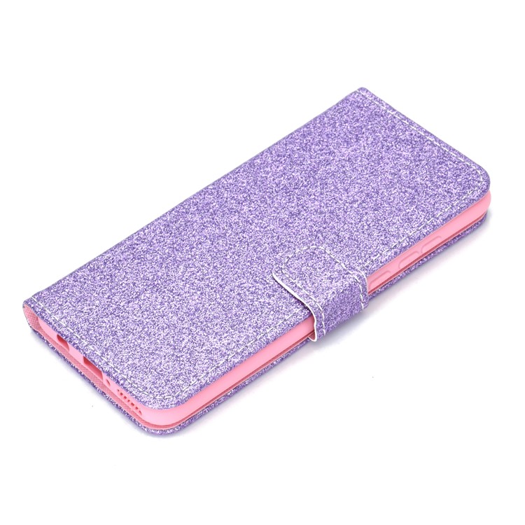 Flash Powder Leather Wallet Cover for Samsung Galaxy A50 - Purple-8