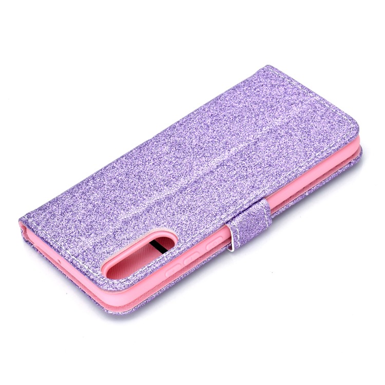 Flash Powder Leather Wallet Cover for Samsung Galaxy A50 - Purple-9