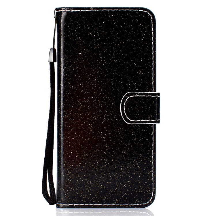 Glitter Powder Magnetic Stand Wallet PU Leather Case for Samsung Galaxy A40 - Black-2