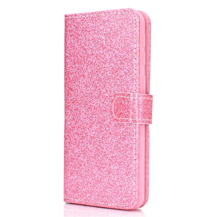 Glitter Powder Magnetic Stand Wallet PU Leather Case for Samsung Galaxy A40 - Pink-3