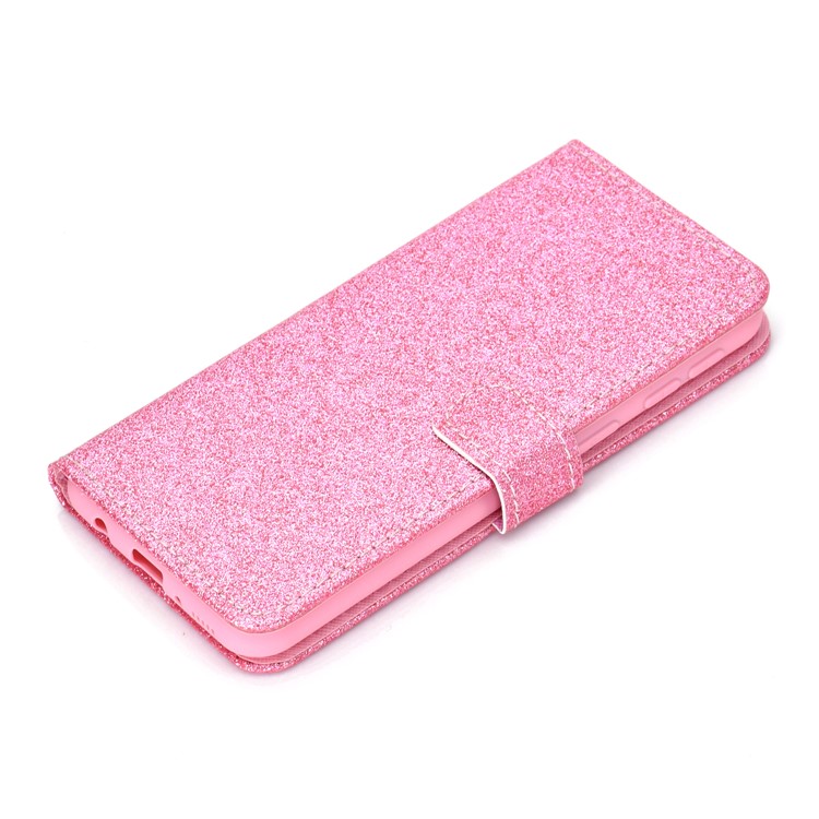 Glitter Powder Magnetic Stand Wallet PU Leather Case for Samsung Galaxy A40 - Pink-9
