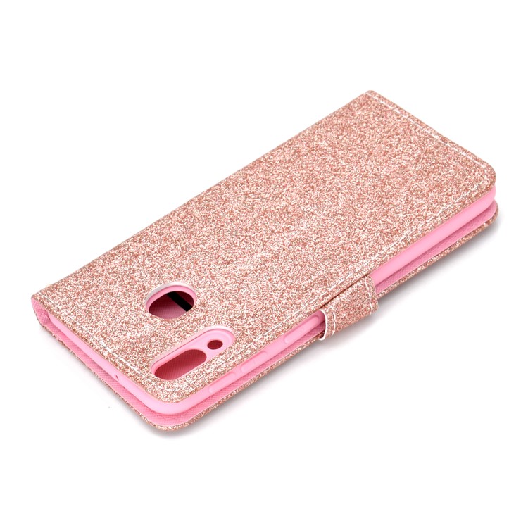 Custodia In Pelle PU Con Glitter Magnetica Per PU Samsung Galaxy A40 - Oro Rosa-10
