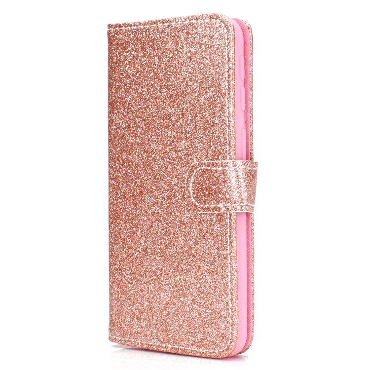 Custodia In Pelle PU Con Glitter Magnetica Per PU Samsung Galaxy A40 - Oro Rosa-3