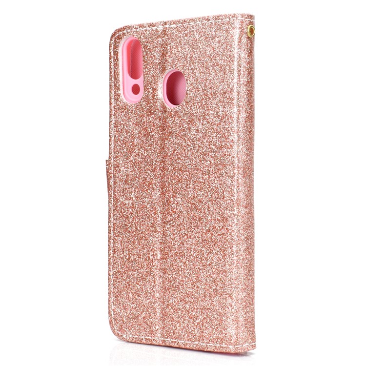Custodia In Pelle PU Con Glitter Magnetica Per PU Samsung Galaxy A40 - Oro Rosa-4