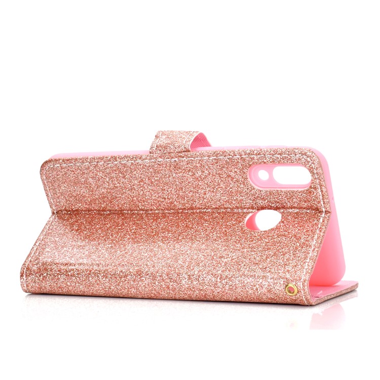 Custodia In Pelle PU Con Glitter Magnetica Per PU Samsung Galaxy A40 - Oro Rosa-5