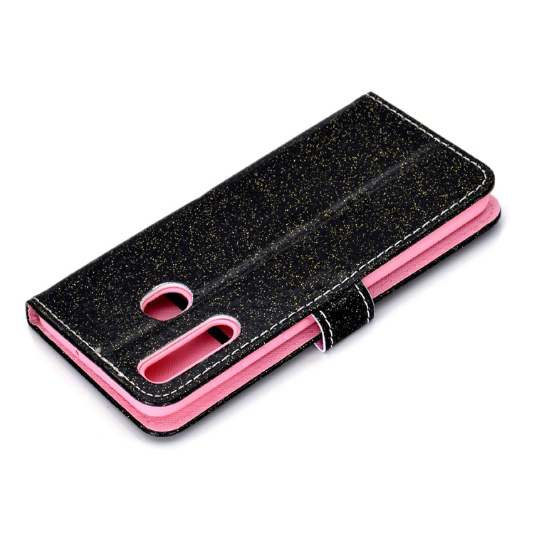 Flash Powder Leather Wallet Phone Case for Samsung Galaxy A20e - Black-10