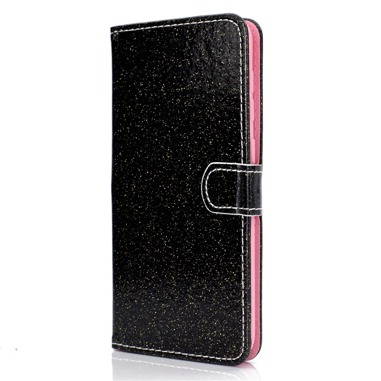 Flash Powder Leather Wallet Phone Case for Samsung Galaxy A20e - Black-3