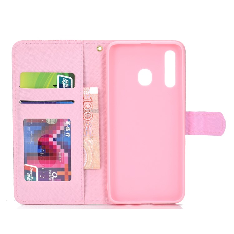 Flash Powder Leather Wallet Phone Case for Samsung Galaxy A20e - Black-6