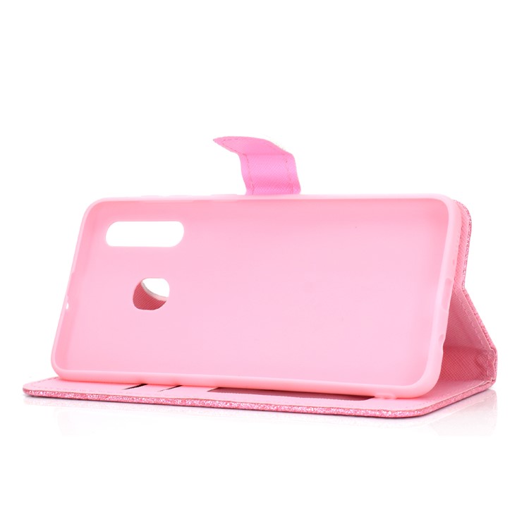 Flash Powder Leather Wallet Phone Case for Samsung Galaxy A20e - Black-7