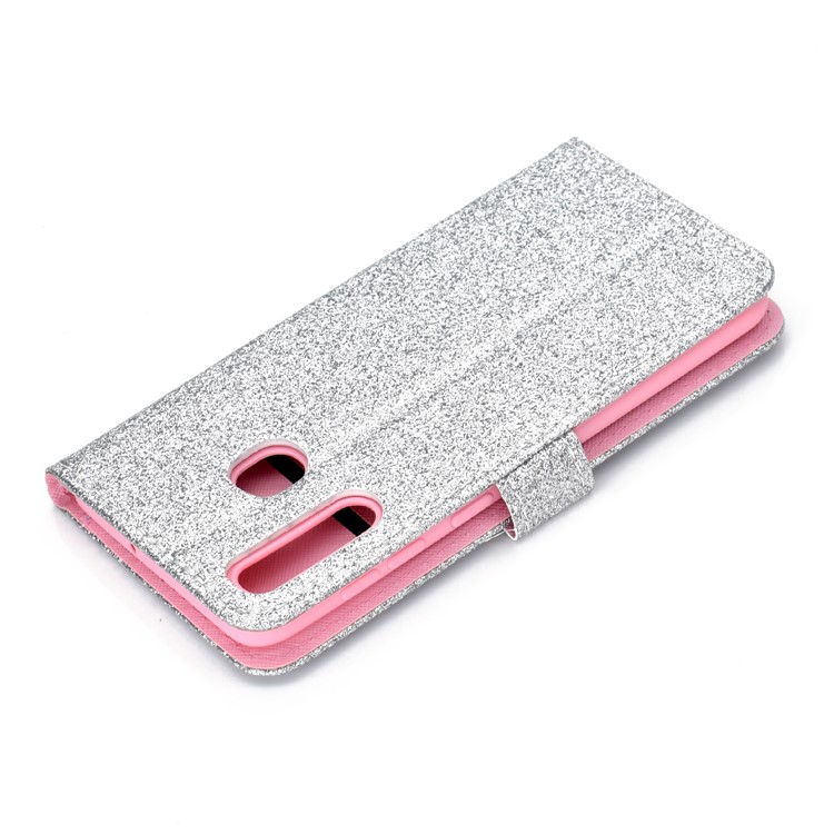 Flash Powder Leather Wallet Phone Case for Samsung Galaxy A20e - Silver-10