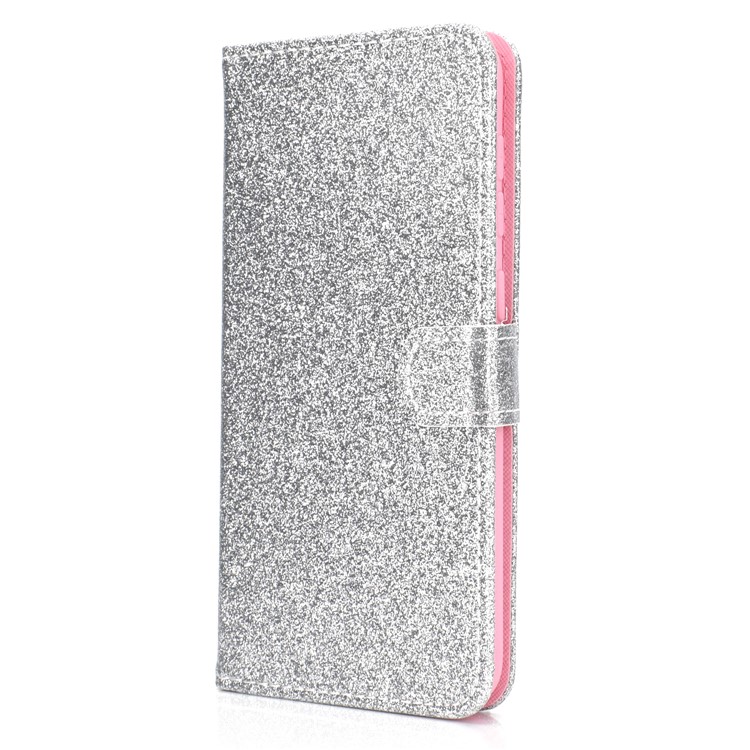 Flash Powder Leather Wallet Phone Case for Samsung Galaxy A20e - Silver-3