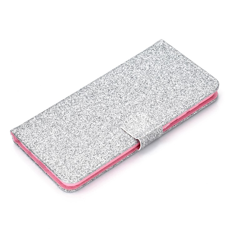 Flash Powder Leather Wallet Phone Case for Samsung Galaxy A20e - Silver-9