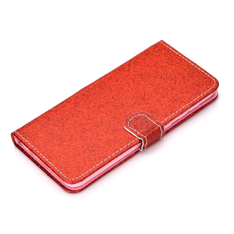 Flash Powder Leather Wallet Phone Case for Samsung Galaxy A20e - Red-9