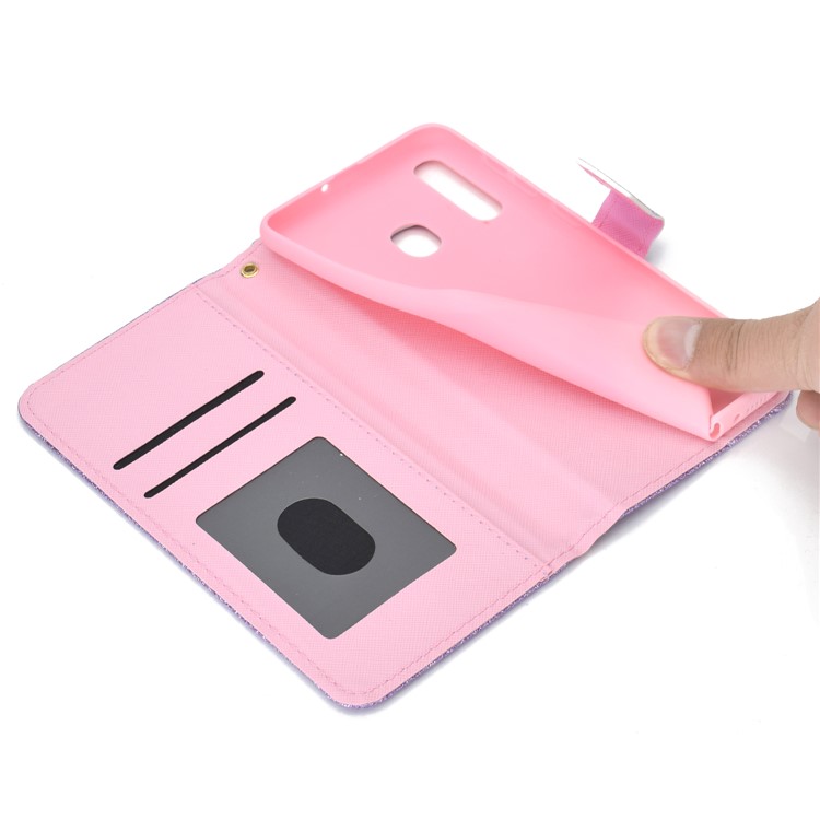 Funda Flash De Piel En Polvo Para El Teléfono Samsung Galaxy A20E - Rosado-7