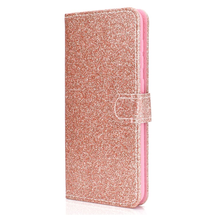 Flash Powder Leather Wallet Phone Case for Samsung Galaxy A20e - Rose Gold-3