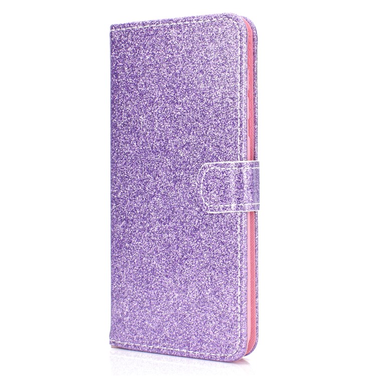 Flash Powder Leather Wallet Phone Case for Samsung Galaxy A20e - Purple-3
