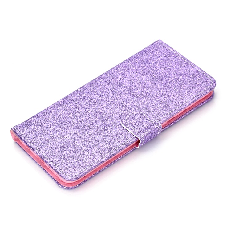 Flash Powder Leather Wallet Phone Case for Samsung Galaxy A20e - Purple-9