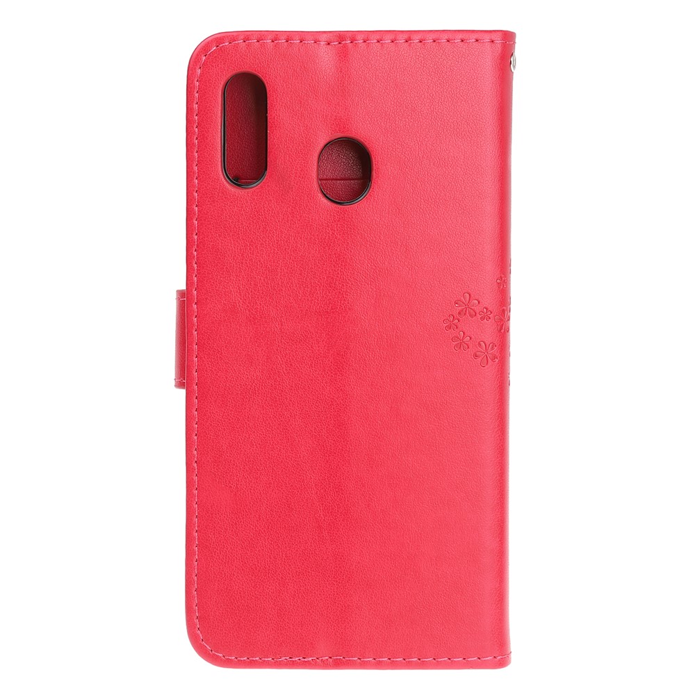 Imprint Tree+Owl Leather Wallet Phone Case for Samsung Galaxy A20e - Rose-3