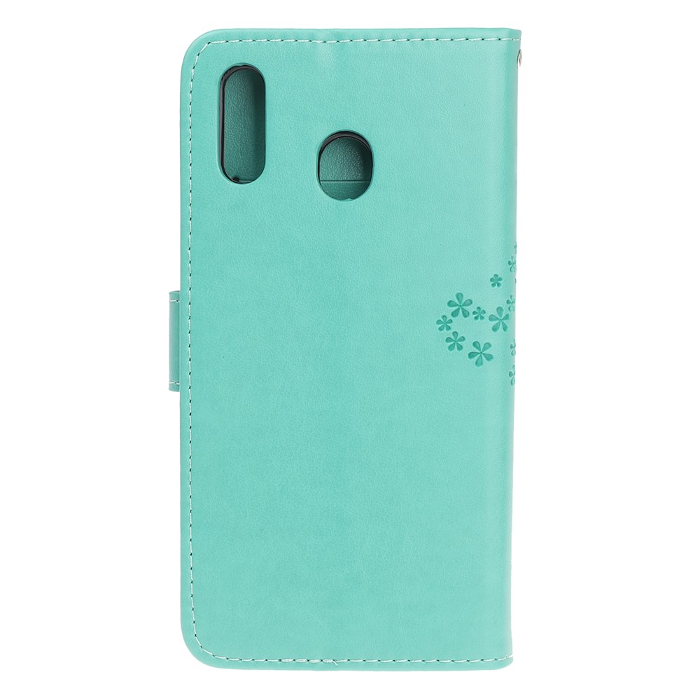 Caixa de Telefone da Carteira de Couro+árvore de Couro Para Samsung Galaxy A20e - Verde-3