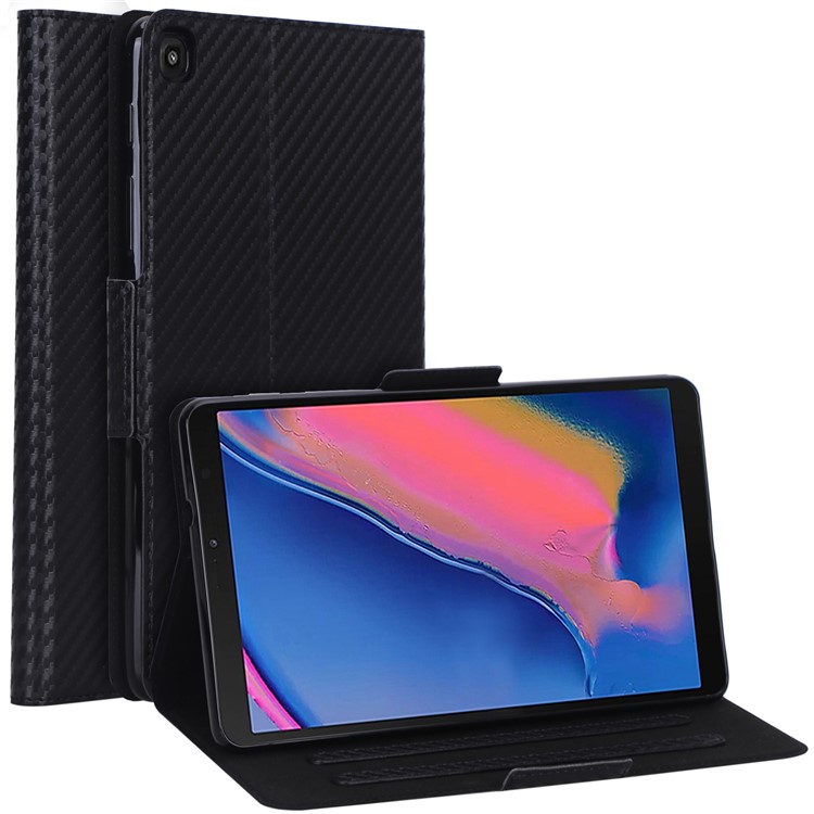 Carbon Fiber Texture Ultra-thin Stand Leather Tablet Case for Samsung Galaxy Tab A 8 (2019) - Black-1