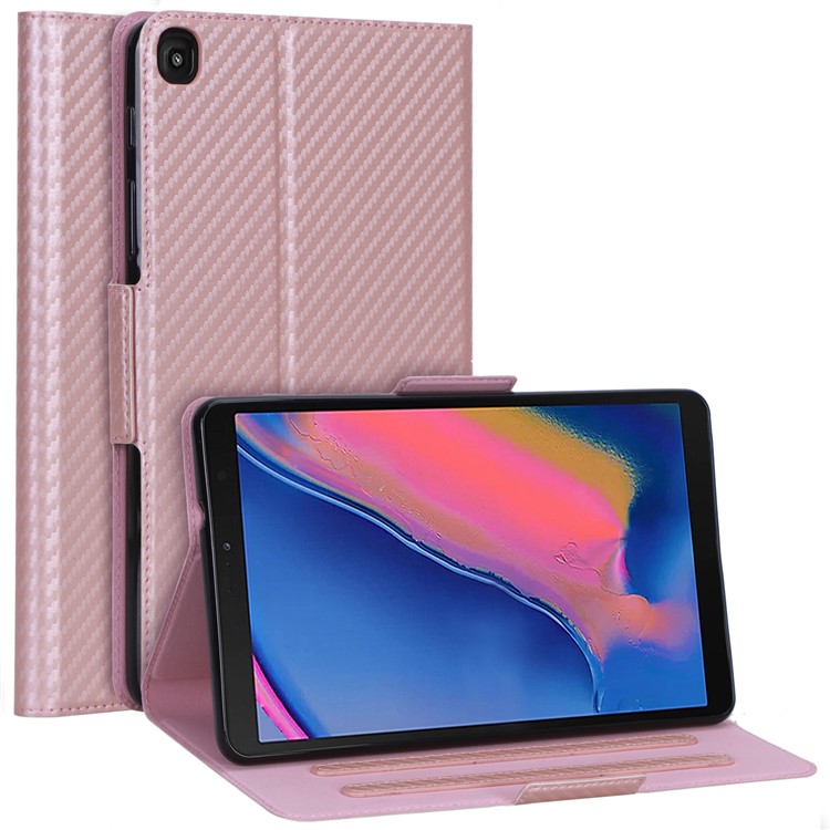 Ультратонкий Кожаный Чехол Для Планшета С Текстурой Из Карбона Для Samsung Galaxy Tab 8 - Розовый-1